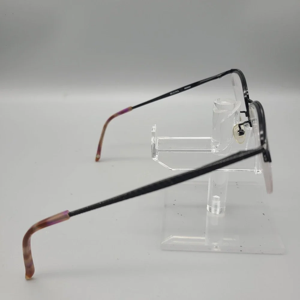 Bulova Remini Eyeglass Frames Black Semi Rimless Cat Eye 53-17-140 Textured